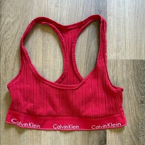 Calvin Klein Vibrant Red Ribbed Sports Bra